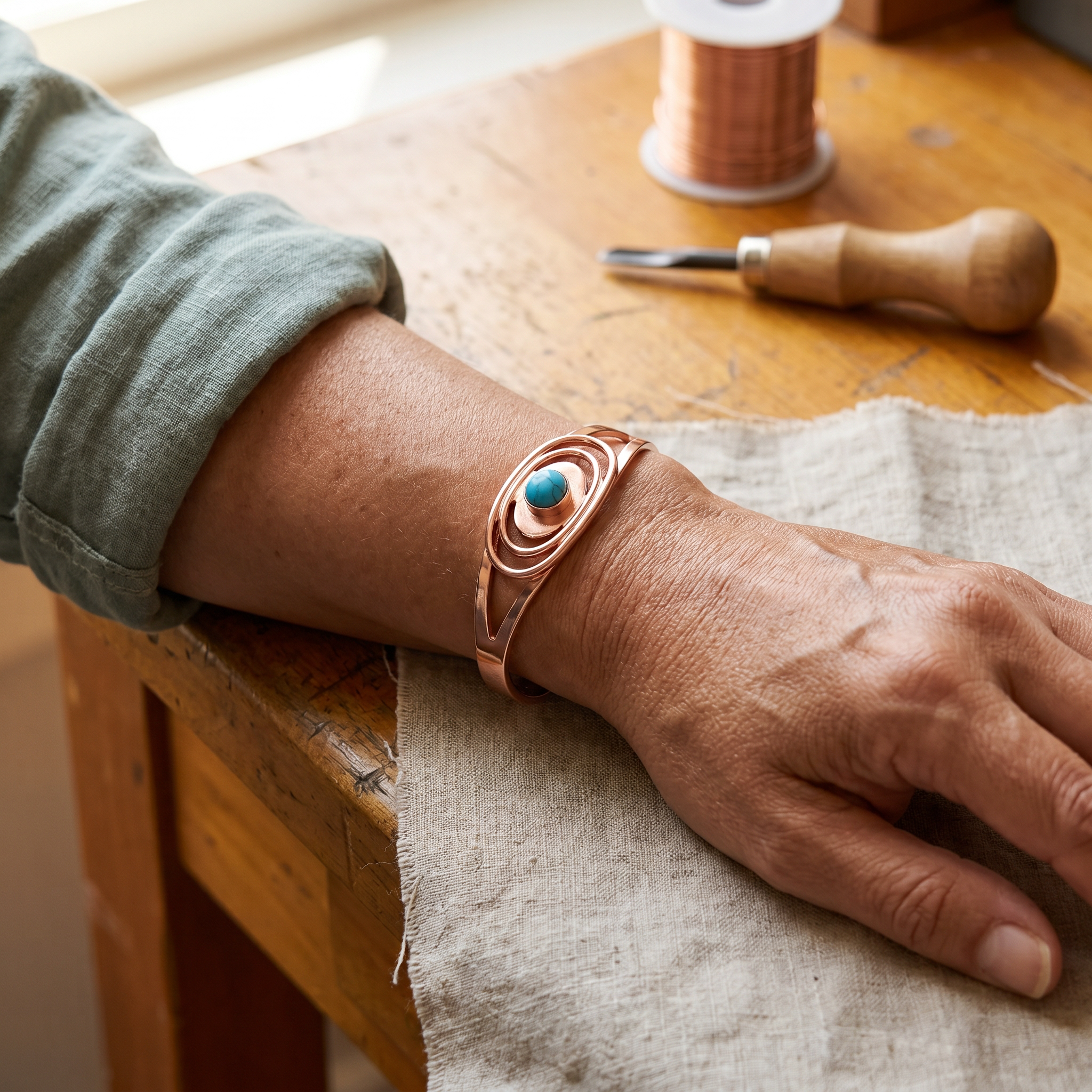 Margaret's Sedge Copper Bracelet