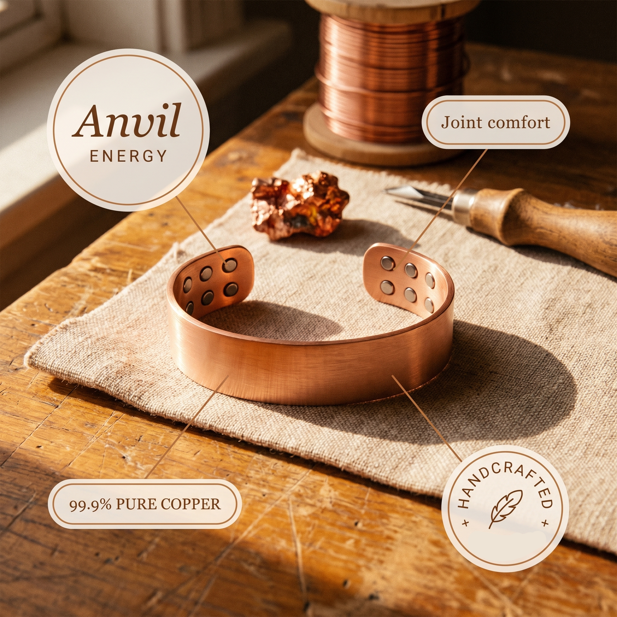 Margaret's Anvil Copper Bracelet