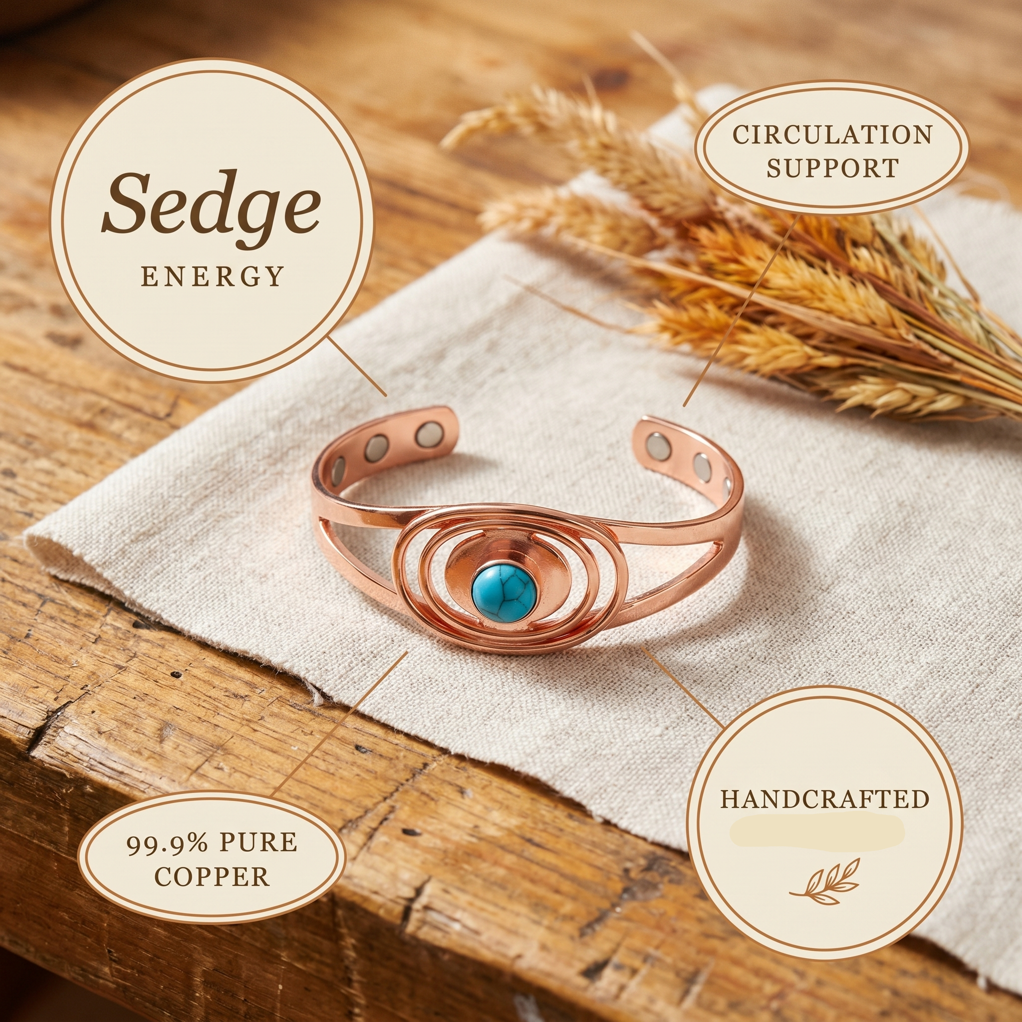 Margaret's Sedge Copper Bracelet